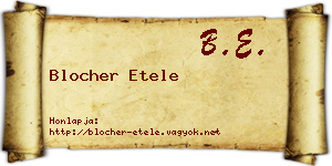 Blocher Etele névjegykártya